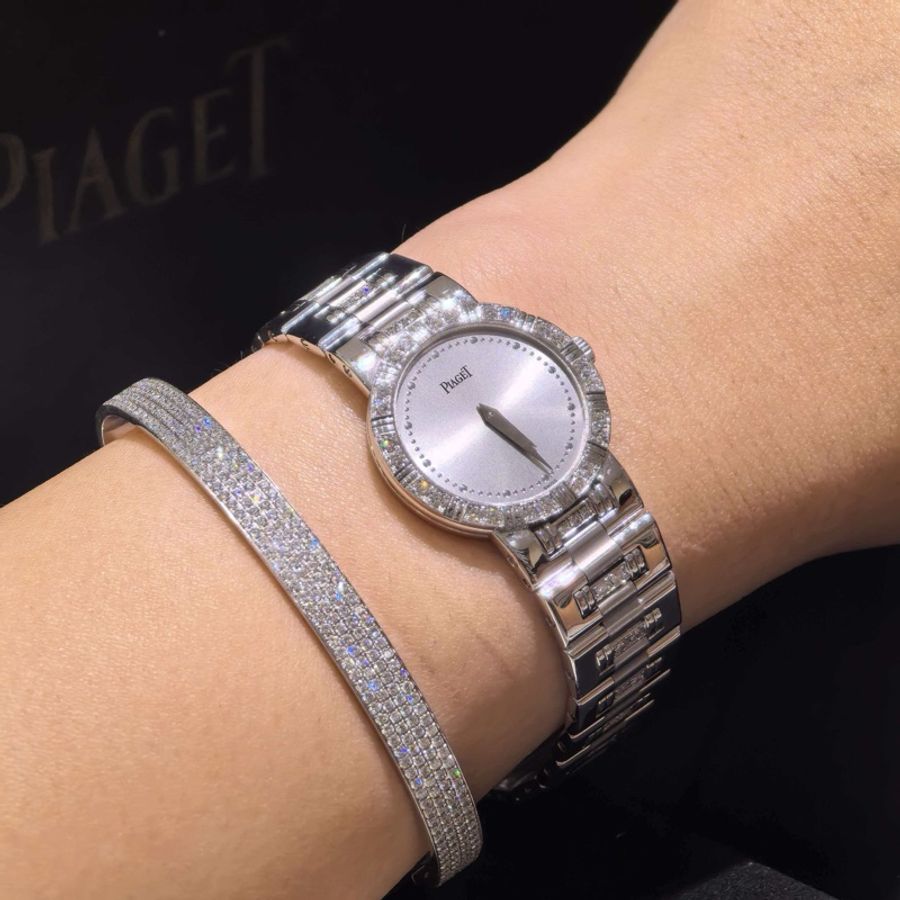 Piaget伯爵珠寶腕錶18k白金鑽石女表-4