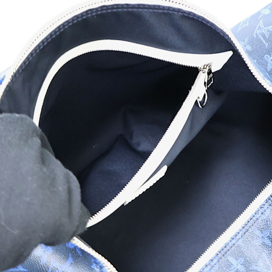 藍色 原花帆布 Keepall Bandouliere 55 行李袋【LOUIS VUITTON LV 路易威登】 M45874-3