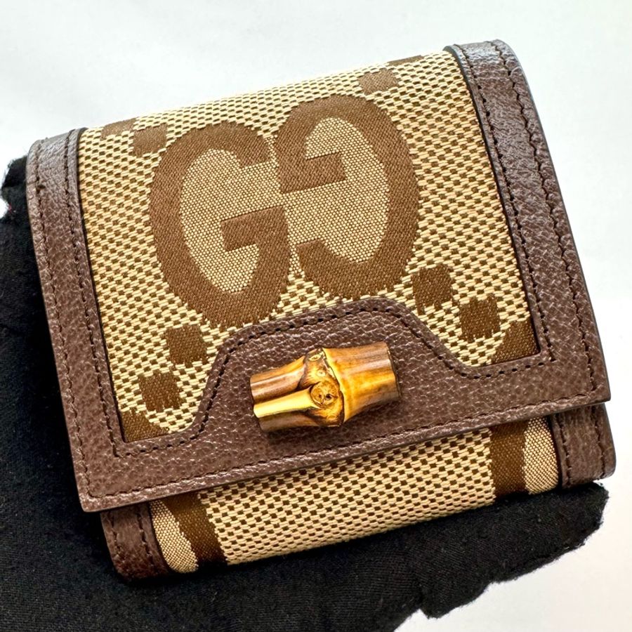 Gucci Diana 竹節釦經典老花三折短夾-1