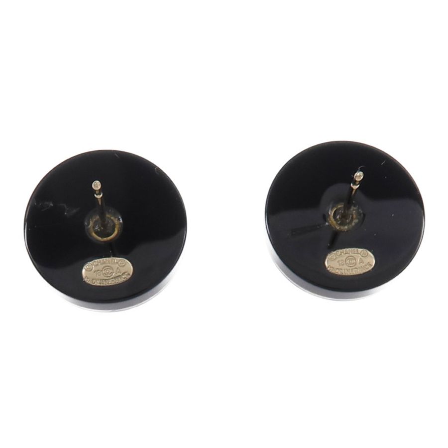 CHANEL 金屬/樹脂CC Blue Round Button Stud Earrings耳環-2