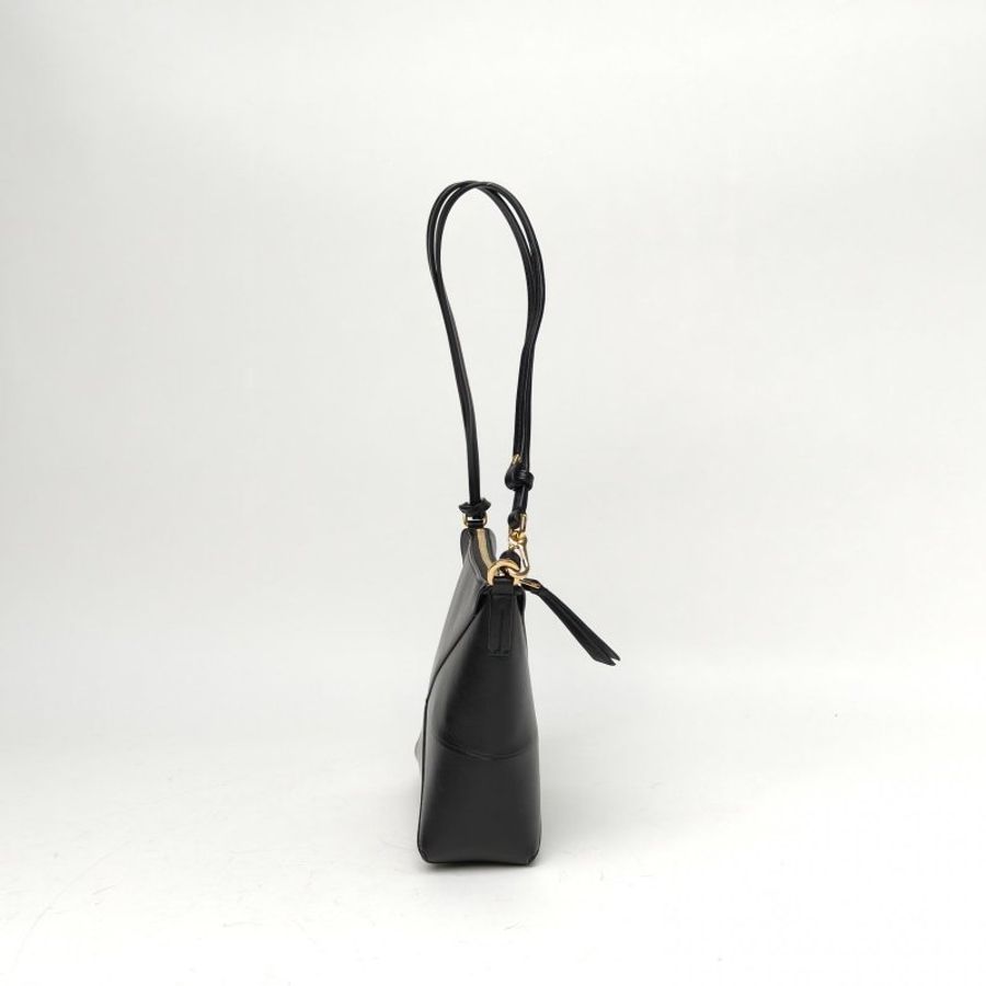 LOEWE 黑色牛皮金扣Puzzlefoldpouch單肩包肩背包-3