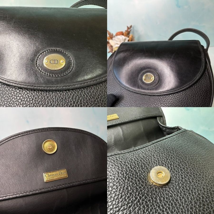 DIOR 黑色皮革斜背包-7