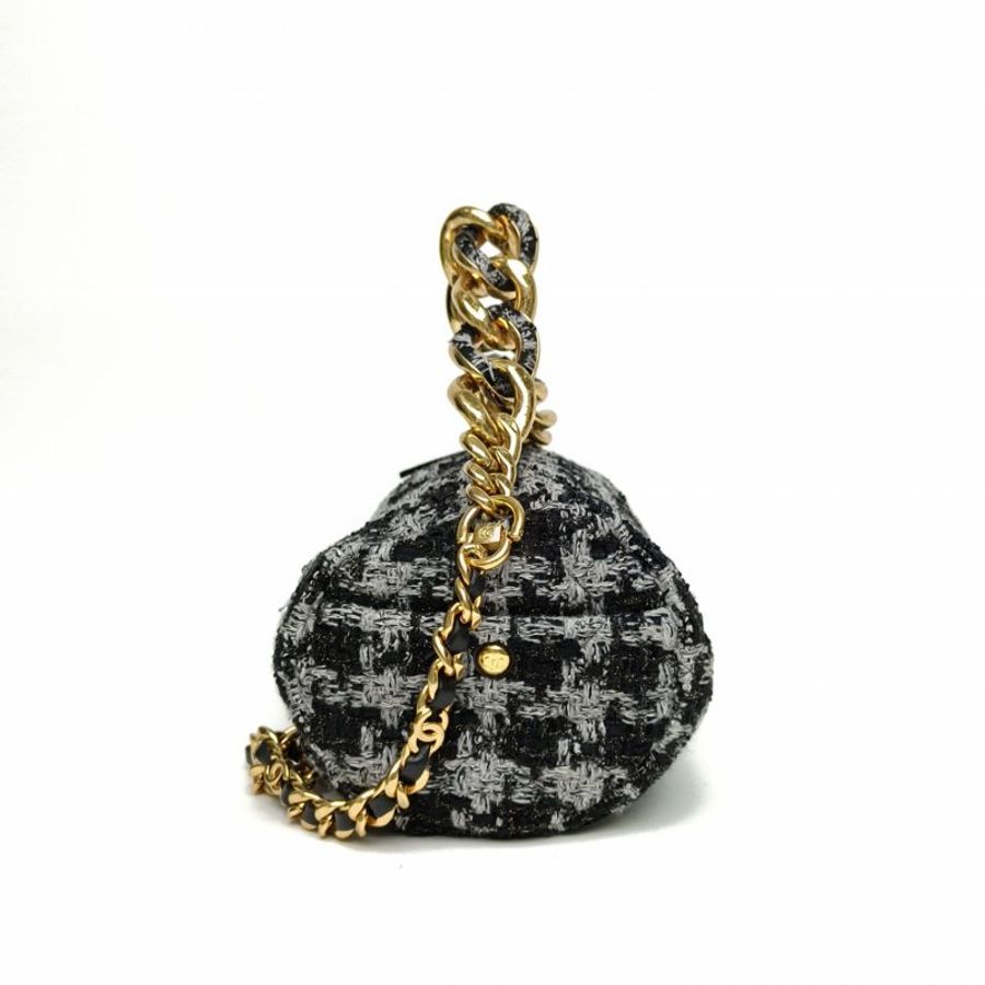 CHANEL 拼色毛呢晶片開金扣22K千鳥格圓筒包肩背包-1