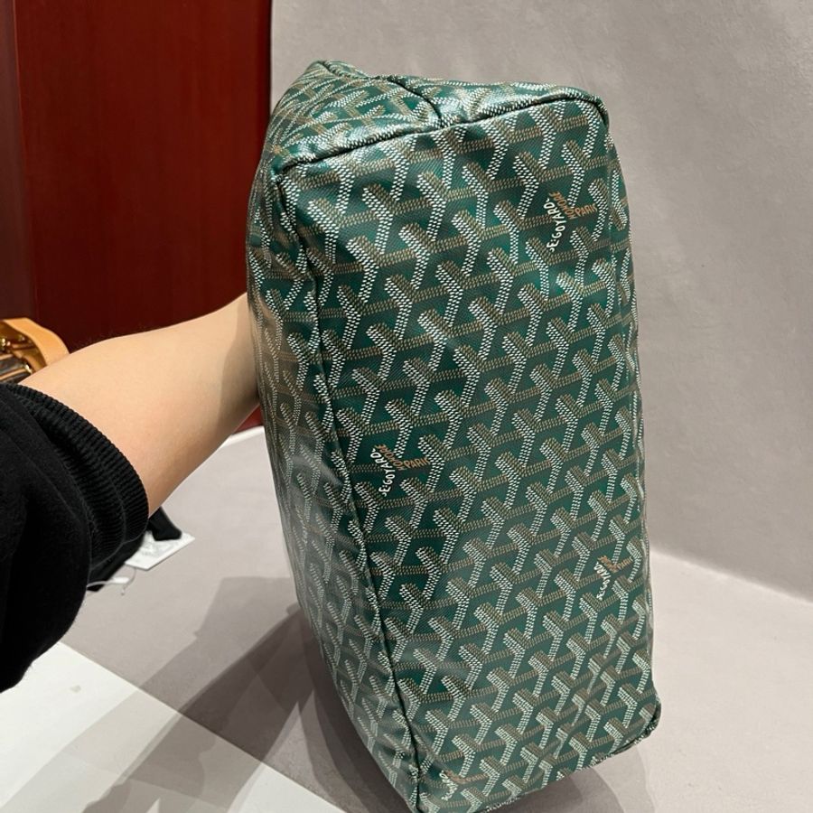 ✨GOYARD戈雅 綠色托特子母包購物袋手提包單肩包 銀扣 小號18年-4