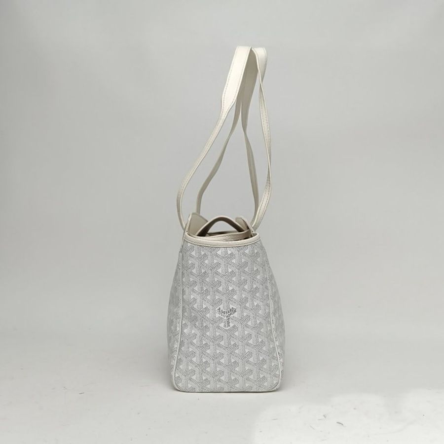 GOYARD Rouette翻蓋Tote小號白色PVC銀扣肩背包-1