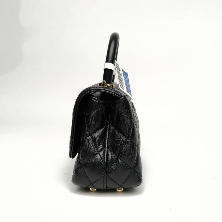 CHANEL CocoHandleMini19黑色荔枝牛皮晶片金扣肩背包-1