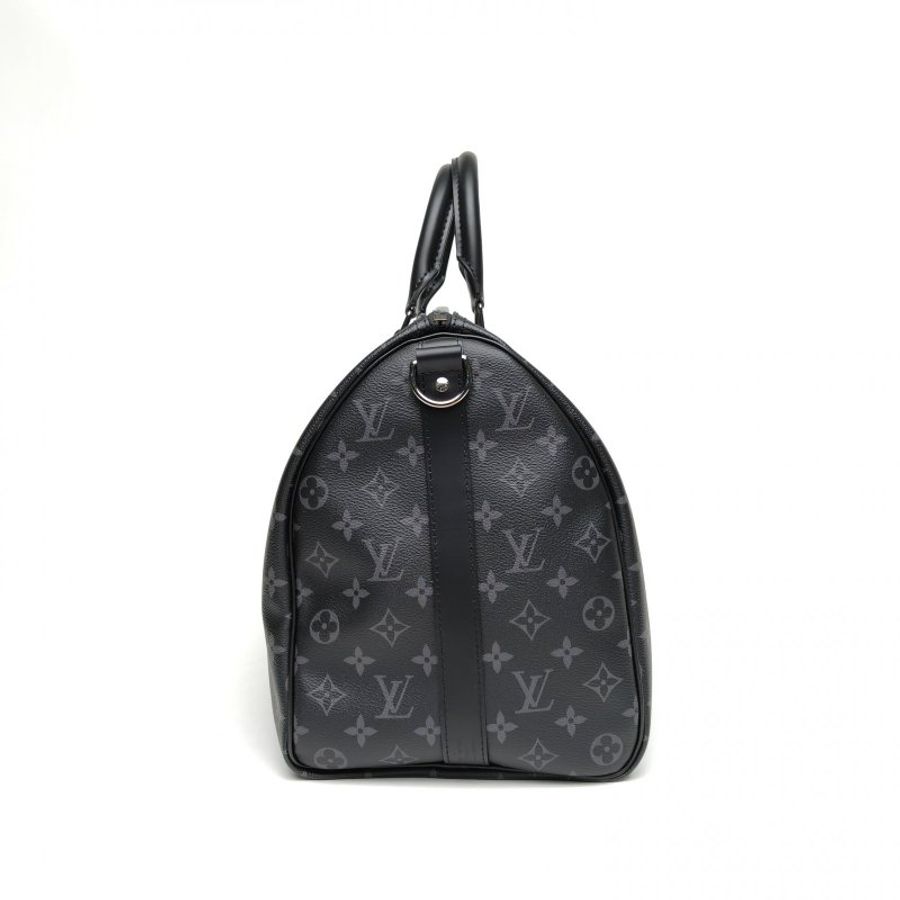 LOUIS VUITTON KEEPALL45配肩帶黑色PVC晶片肩背包-3