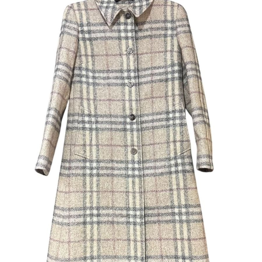 【美收精品】Burberry 米色格紋大衣 5-513【隔月月中將轉賣至日本 上架期限30天】-0