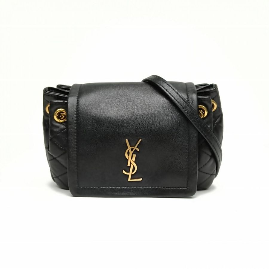 SAINT LAURENT NolitaMini18黑色羊皮金扣肩背包-0