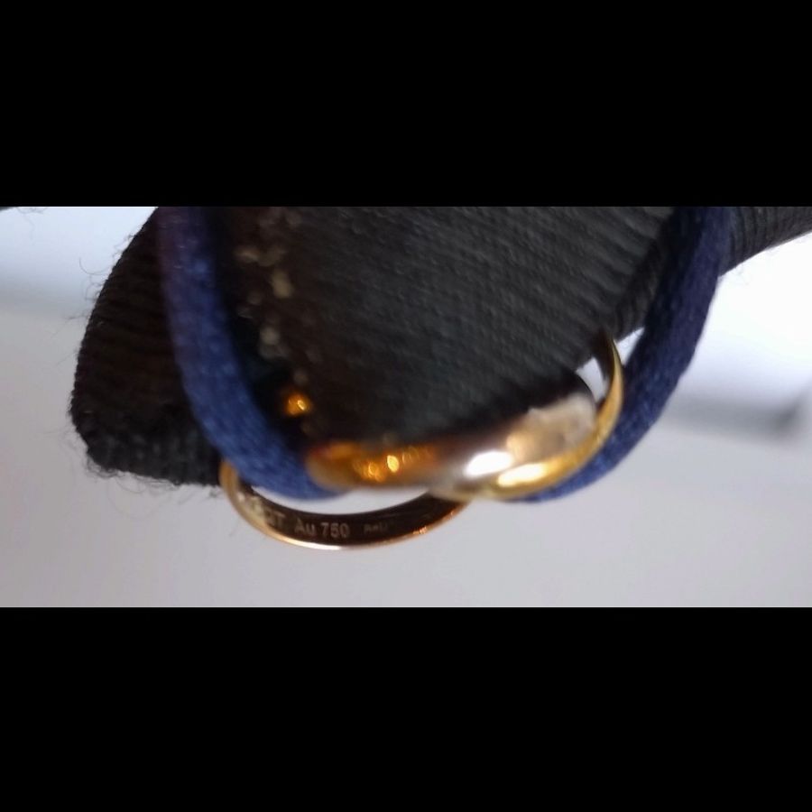 Cartier 藍繩綁帶三環金手環-3