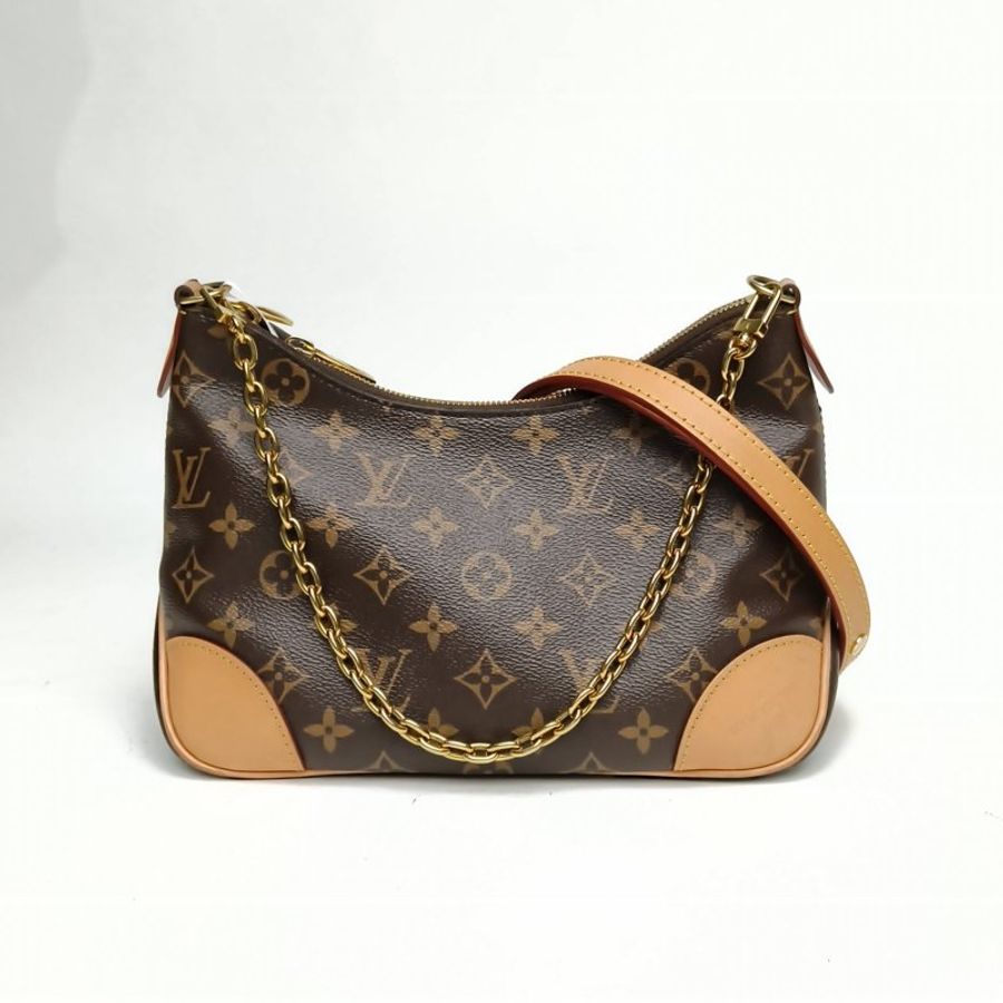 LOUIS VUITTON BOULOGNE牛角包可拆卸肩帶老花PVC晶片肩背包-0