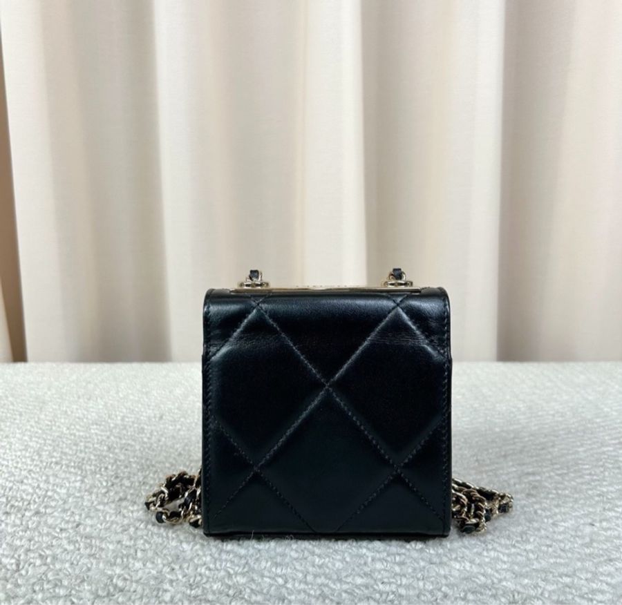 【可可愛愛😚小朋友也能背😆全網最低價✨】Chanel 香奈兒 trendy CC 黑金 mini 盒子包|單肩|斜背|小廢包-4