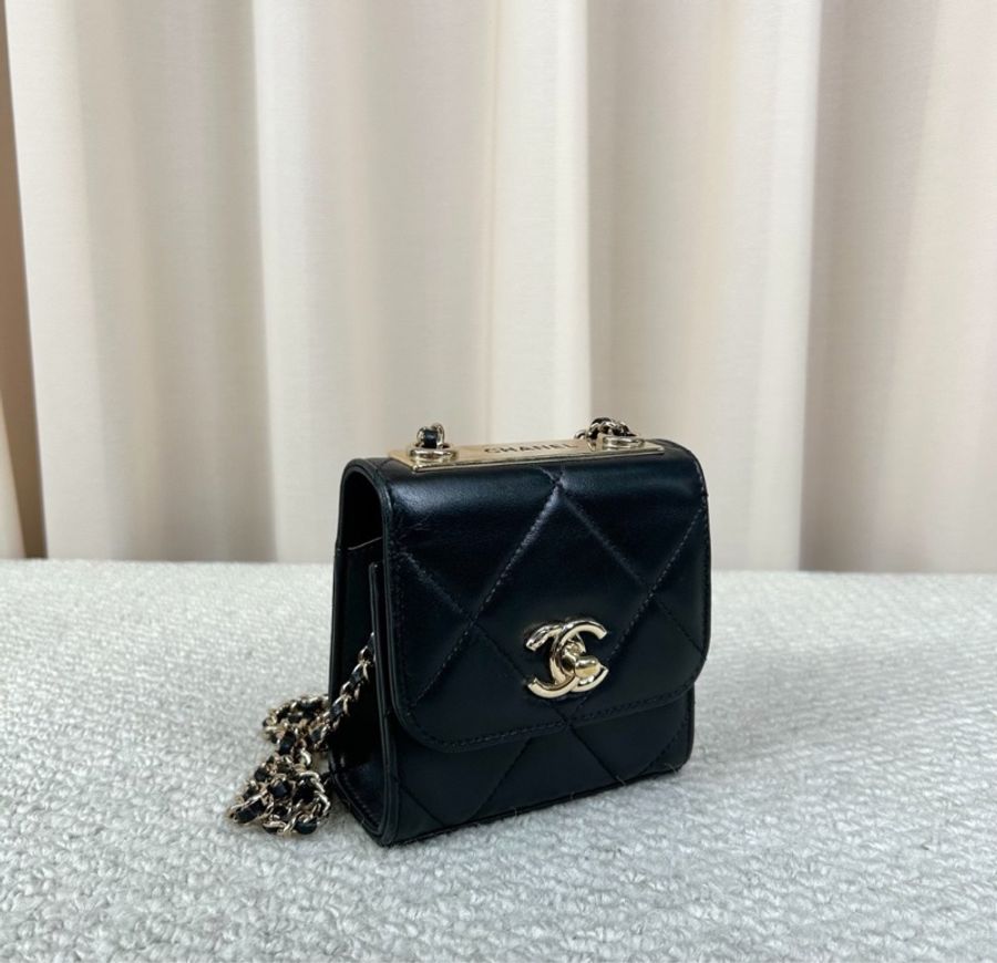 【可可愛愛😚小朋友也能背😆全網最低價✨】Chanel 香奈兒 trendy CC 黑金 mini 盒子包|單肩|斜背|小廢包-6