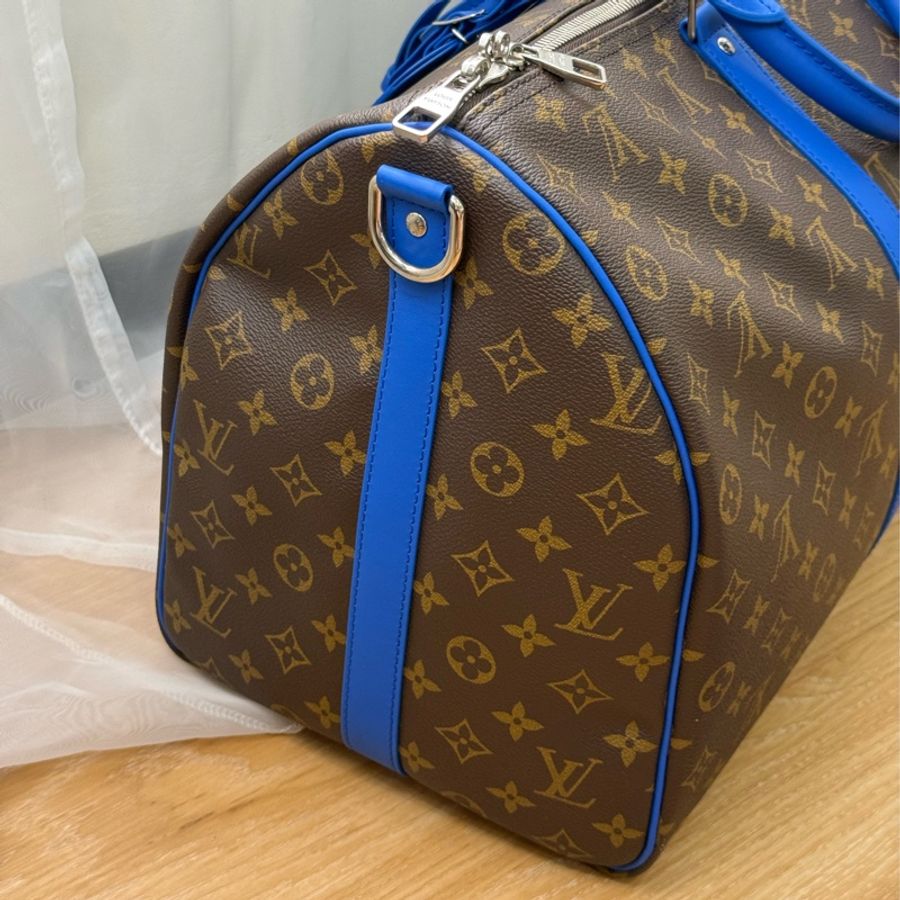 全新LV Keepall 50 拼寶藍色老花旅行袋✨最新晶片款-2