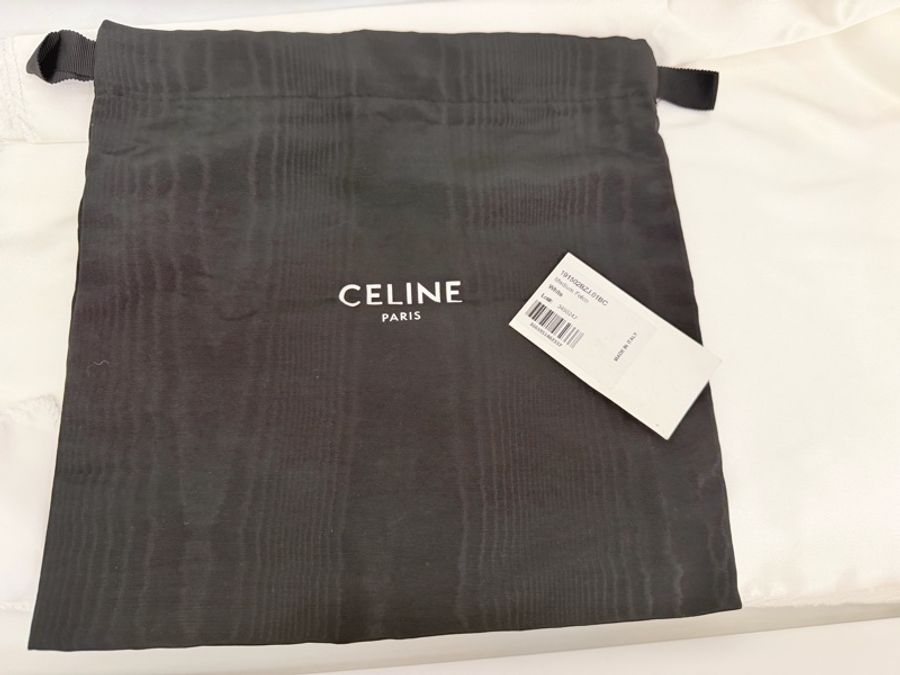 Lisa同款Celine 米白馬鞍包PVC咖牛皮邊金釦Medium folco-47