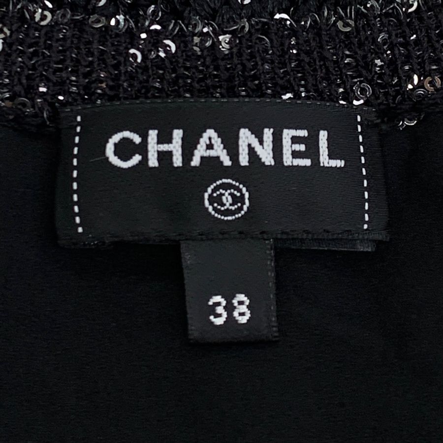 Chanel 24C早春度假系列 黑色五角星亮片编织吊带连衣裙 38 S码-2