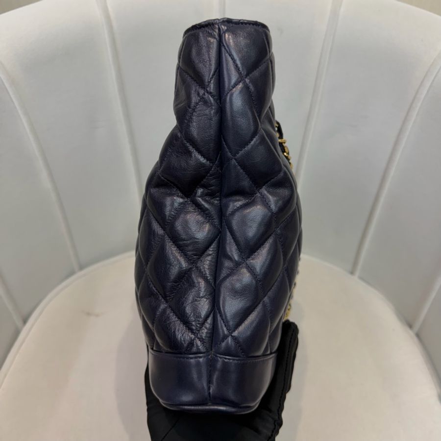 CHANEL 寶藍色中古菱格紋 TOTE BAG XC482-4