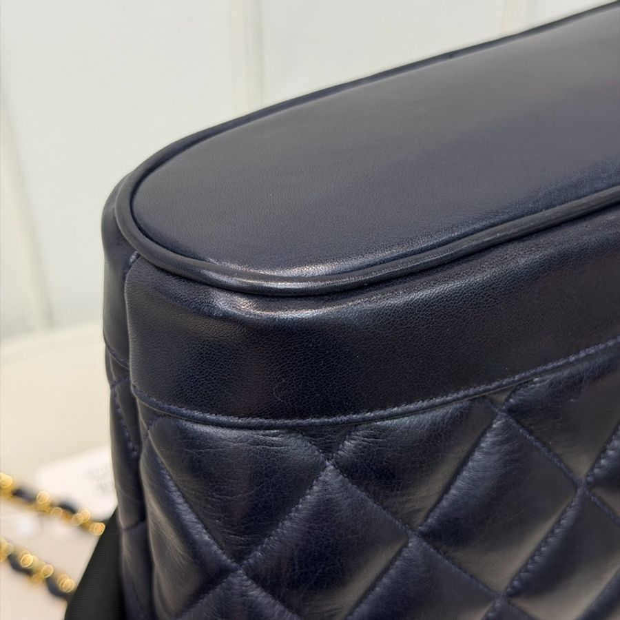 CHANEL 寶藍色中古菱格紋 TOTE BAG XC482-30