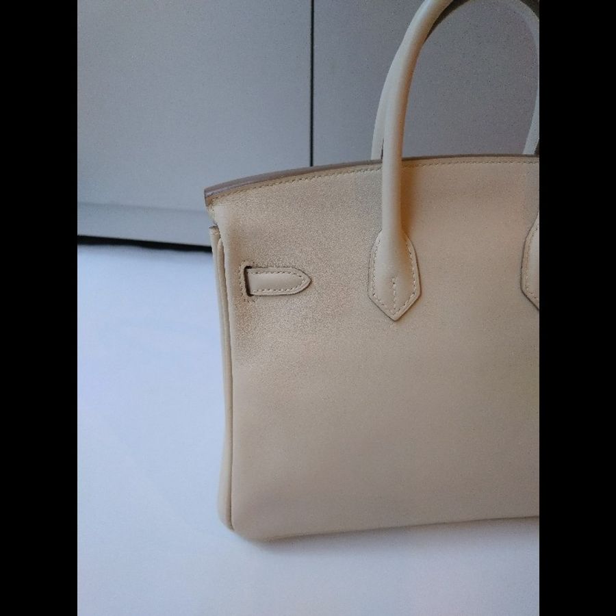 Hermes 金釦奶昔白swift皮革 柏金包 birkin 25-8