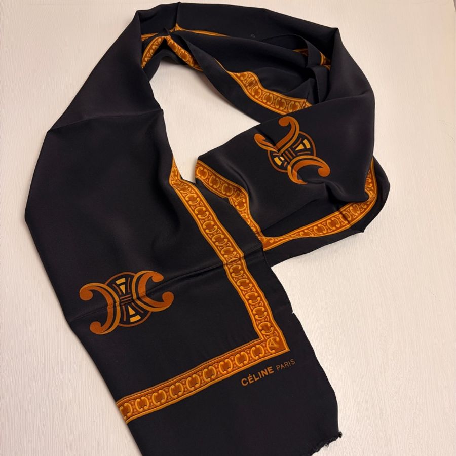 Celine 100% 純絲領巾 Twilly 絲巾 義大利製-1