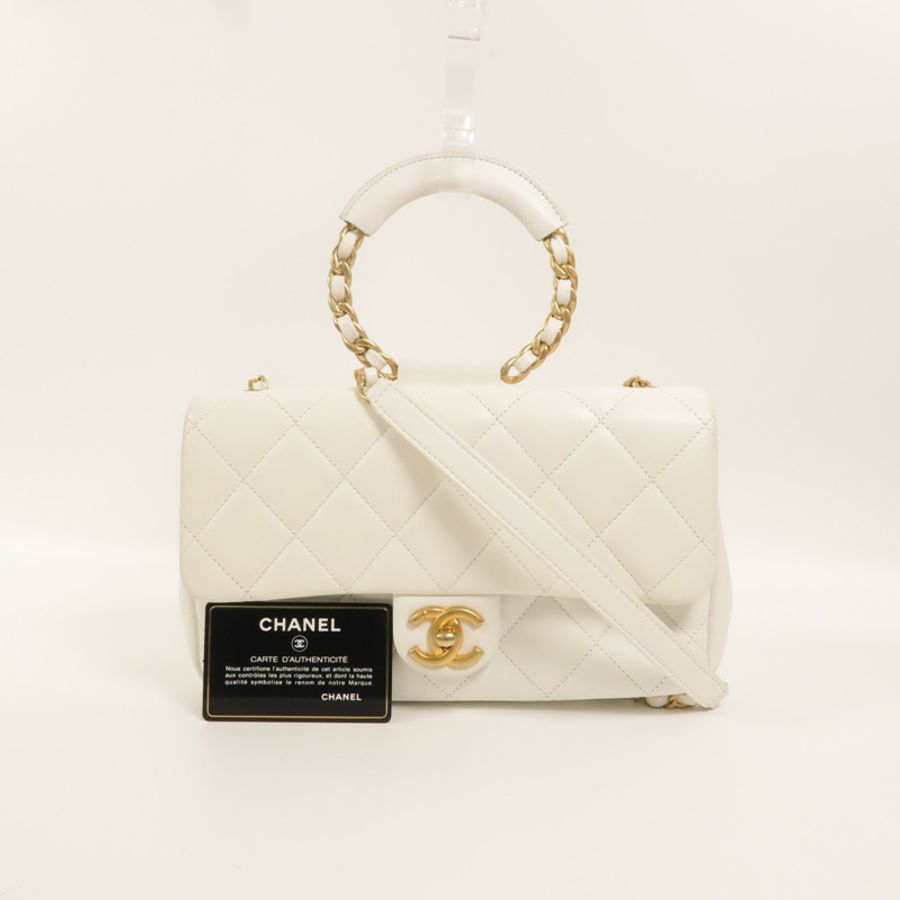 CHANEL 牛皮皮革In The Loop Medium Flap Bag鏈帶手挽肩背兩用袋-10