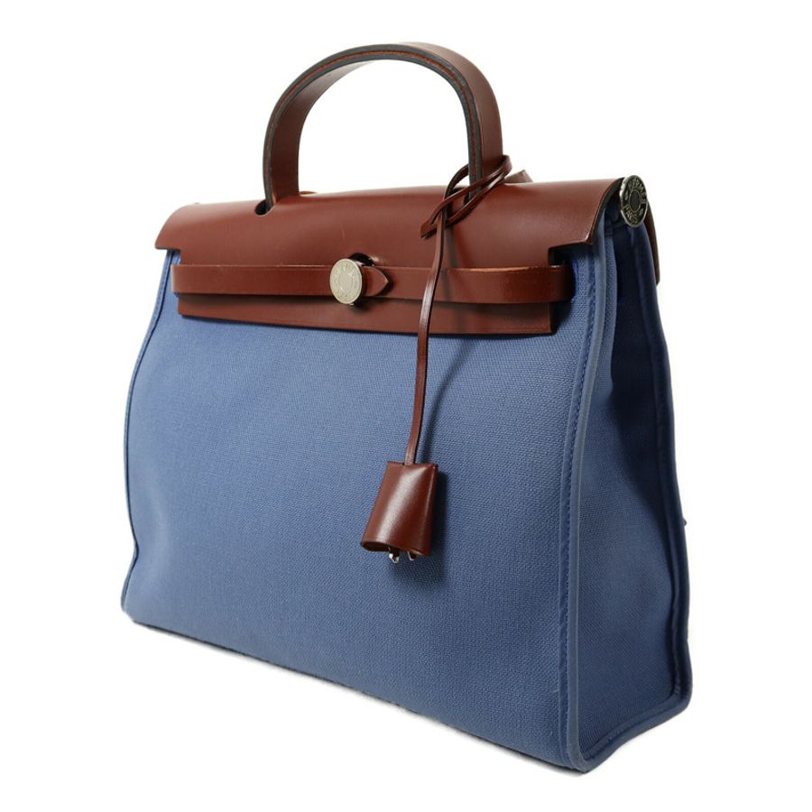 HERMES 帆布Herbag PM手挽肩背兩用袋Bleu Agate-2