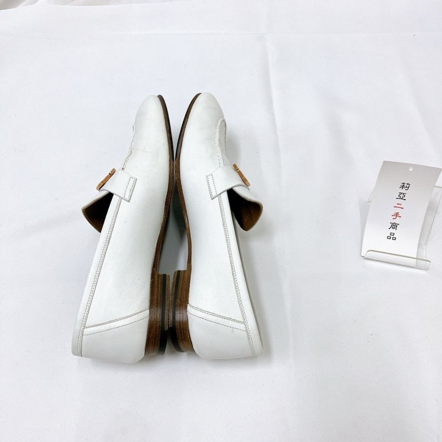 莉亞精品♡Hermes 白H樂福鞋 38.5 二手-7