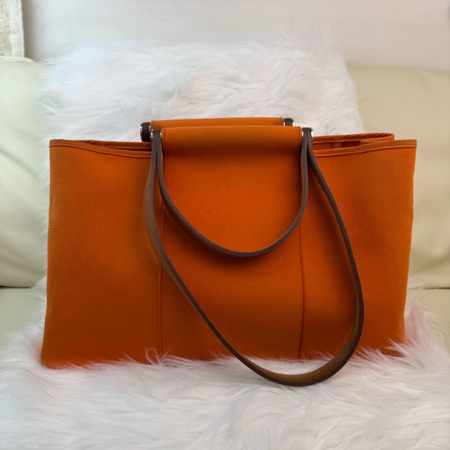 Hermès Cabag 橙色 帆布 單色-0