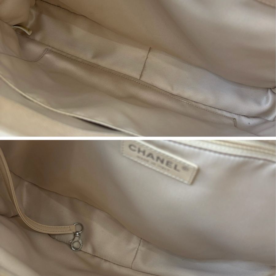 Chanel 米色荔枝紋牛皮Gst單肩包,33×25,97新-8