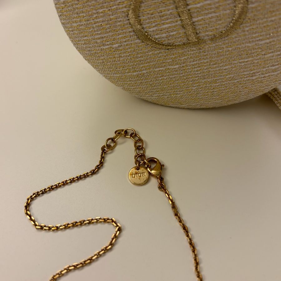 Dior 鑲鑽愛心 Logo 項鍊-5