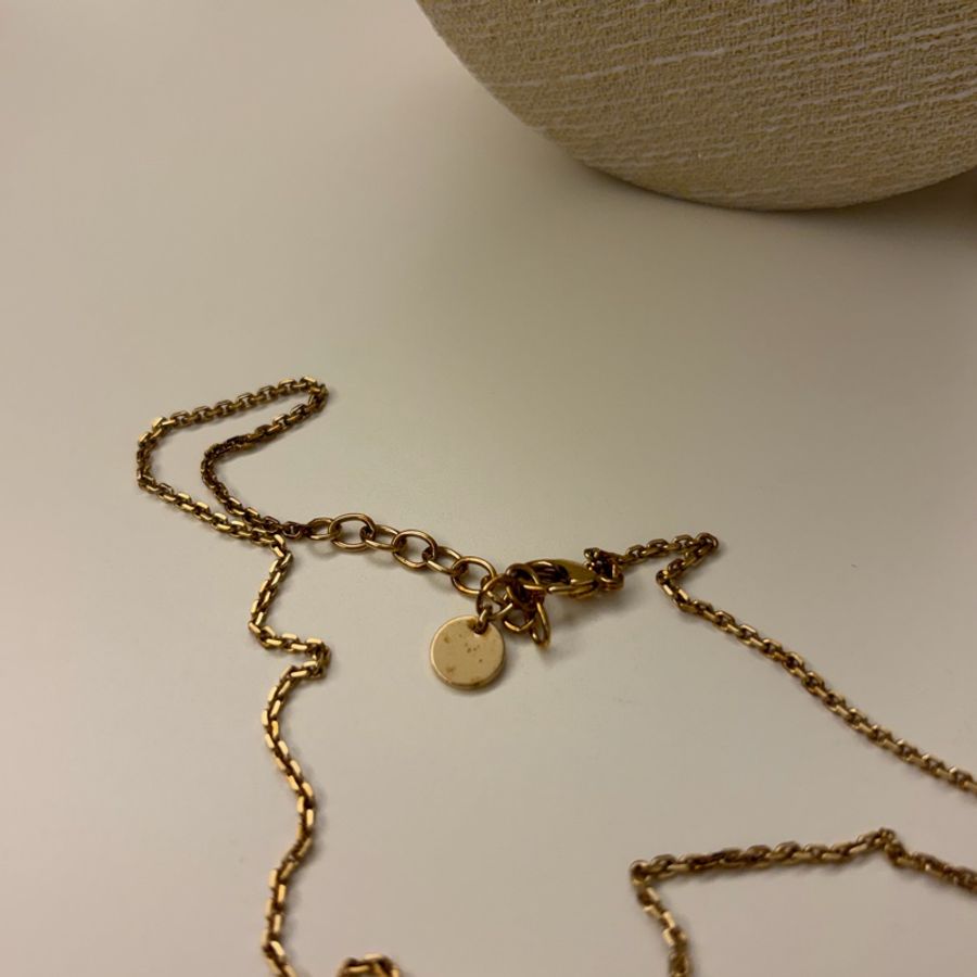 Dior 鑲鑽愛心 Logo 項鍊-6