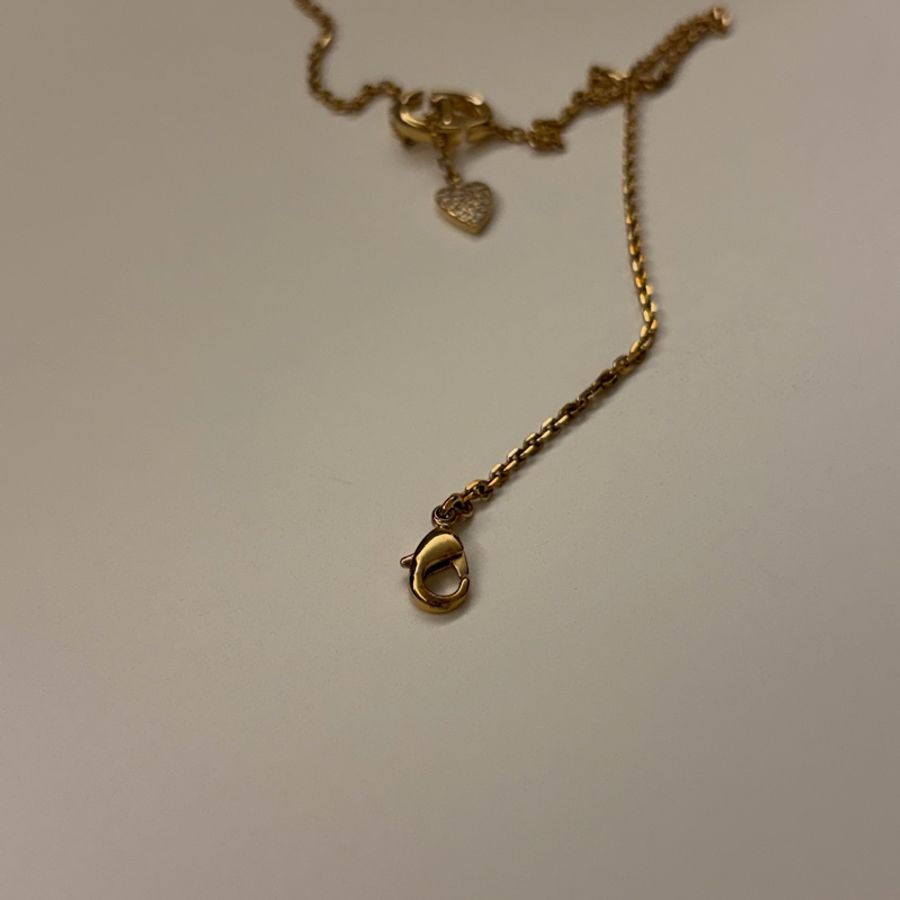 Dior 鑲鑽愛心 Logo 項鍊-8