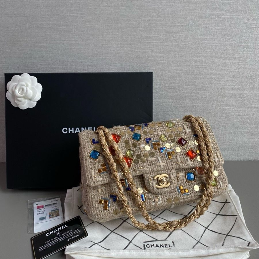 💎Chanel香奈兒|限量款粗花毛呢寶石單肩腋下包|中號|98新-2