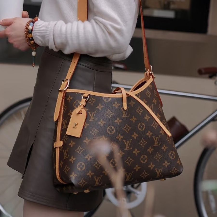 👜LV路易威登|carryall小號老花子母購物袋|芯片款99新-1