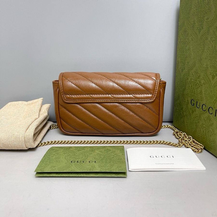 Gucci 古馳 Marmont 馬蒙 Supermini 焦糖色全皮-1