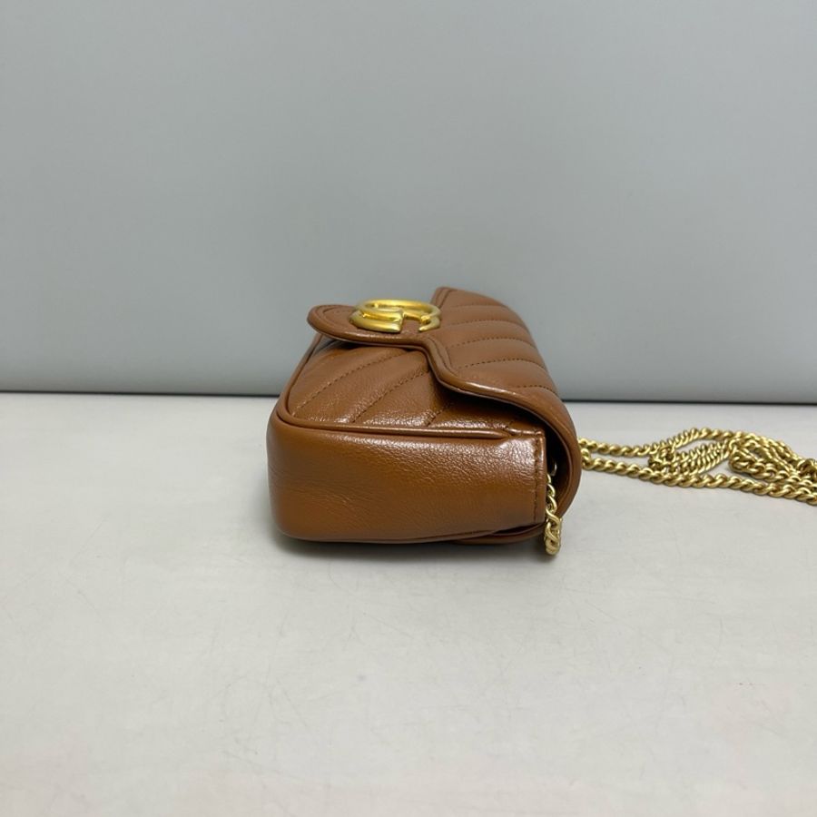 Gucci 古馳 Marmont 馬蒙 Supermini 焦糖色全皮-2