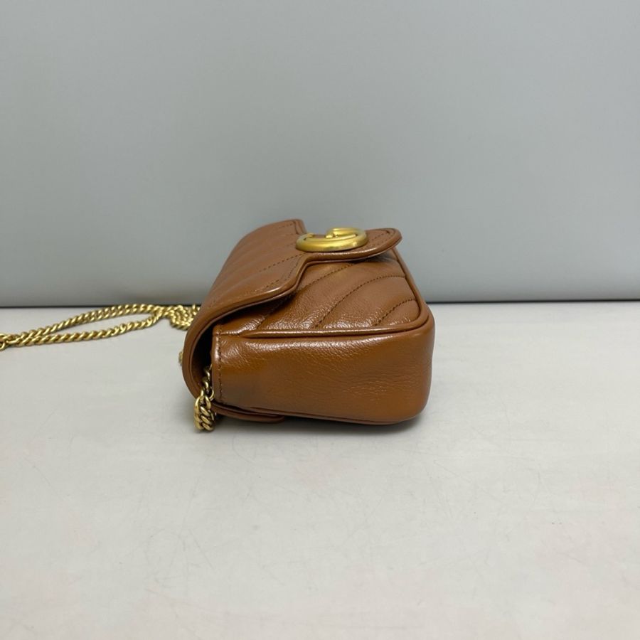 Gucci 古馳 Marmont 馬蒙 Supermini 焦糖色全皮-3