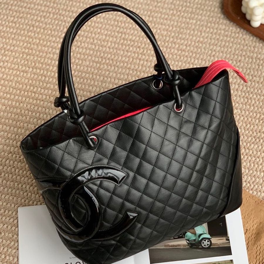 chanel香奈兒康鵬黑色tote 單肩包  康鵬黑武士托特包-0