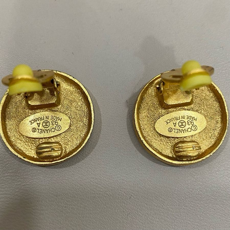 CHANEL香奈兒耳環Cocomar VINTAGE 耳環 立體雙C 金色 93A復古耳夾-3
