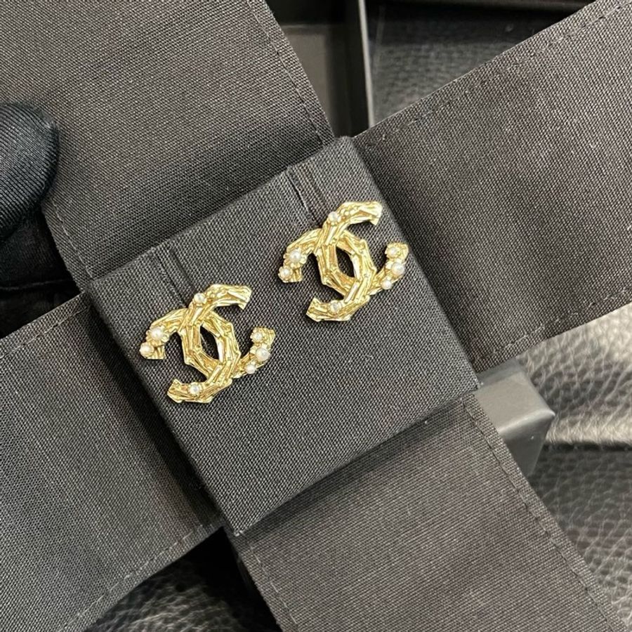 CHANEL香奈兒耳環 淡金色 雙C 女款 耳環 98新-0