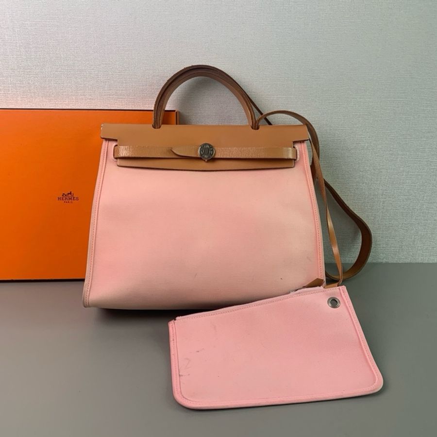 🐎Hermes愛馬仕|櫻花粉herbag31|手提單肩斜挎包|95新T刻-1