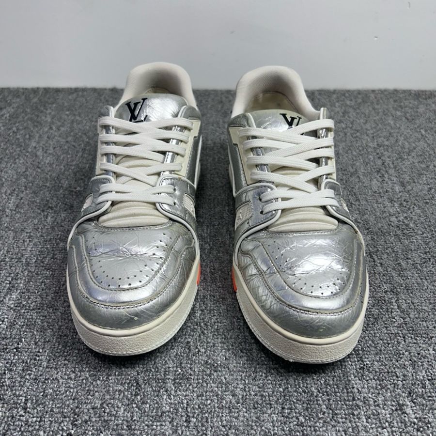 Louis Vuitton 路易威登 LV Trainer 銀橙錫紙板鞋 金屬 休閒鞋40碼-3