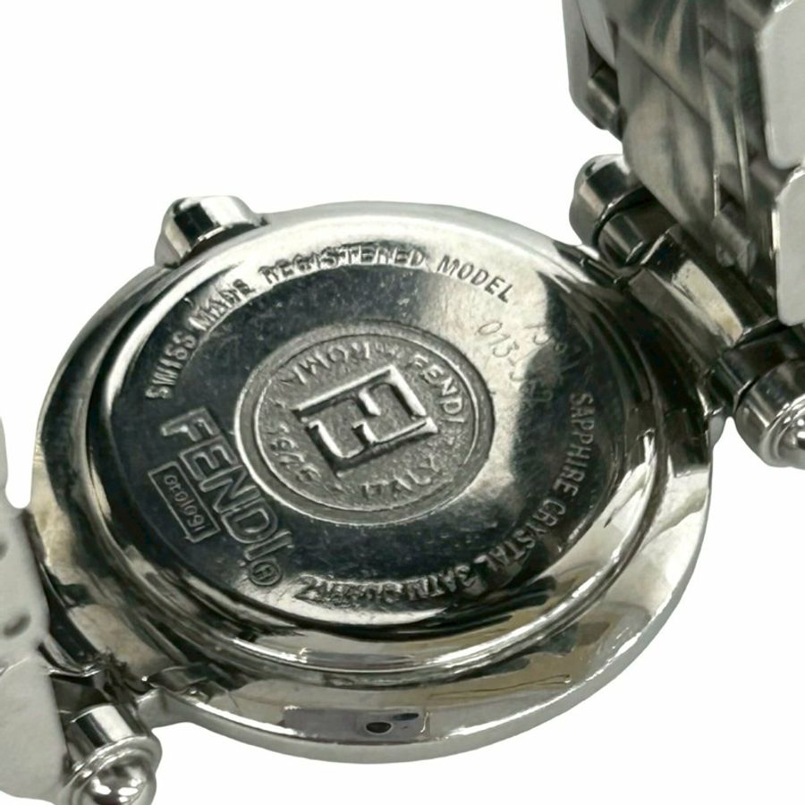 FENDI Orologi 750L FF Logo 不銹鋼石英錶,銀色/黑色,L2161-4