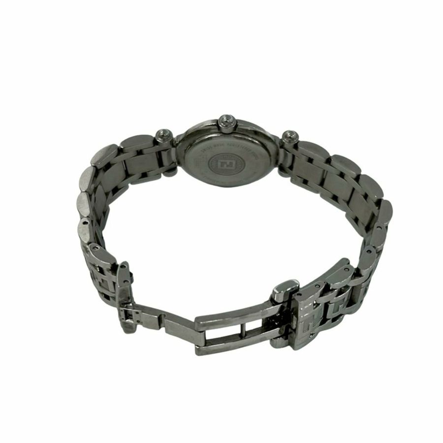 FENDI Orologi 750L FF Logo 不銹鋼石英錶,銀色/黑色,L2161-7
