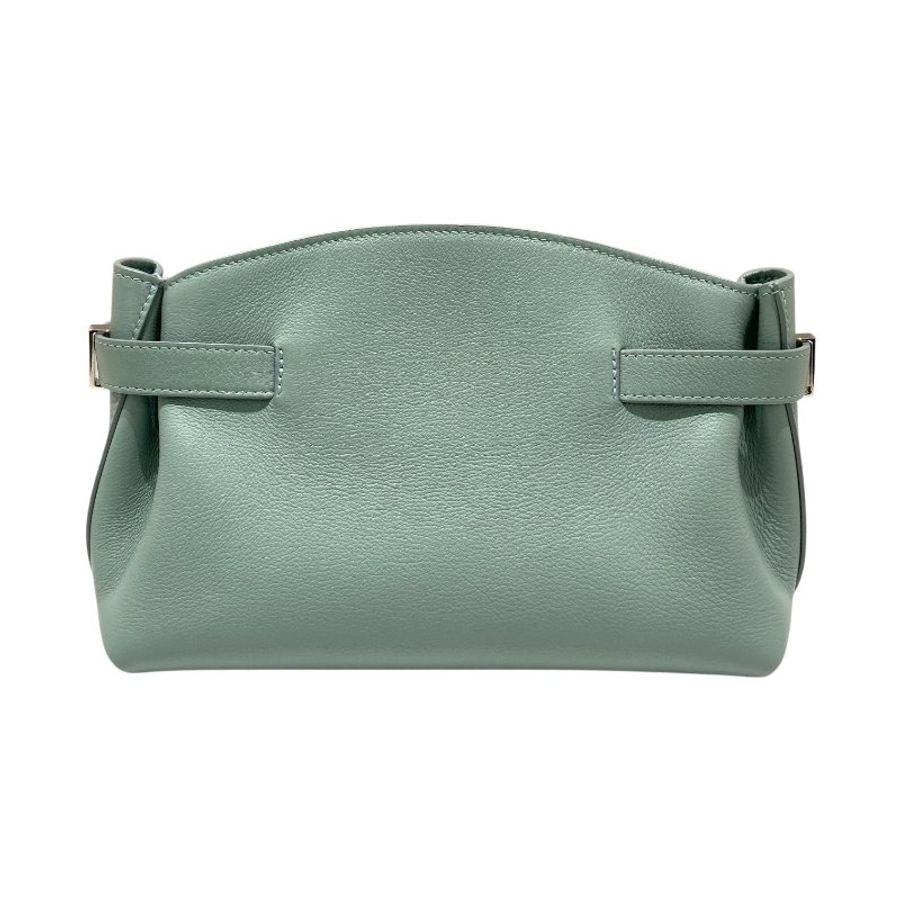 FERRAGAMO 菲拉格慕 21 5974/002 HUG POUCH BAG 斜背包 皮革 藍綠色 銀釦-2