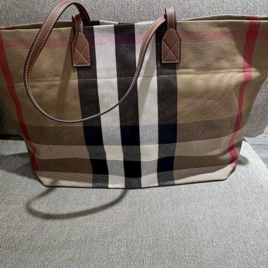 BURBERRY 經典格紋帆布托特包-1