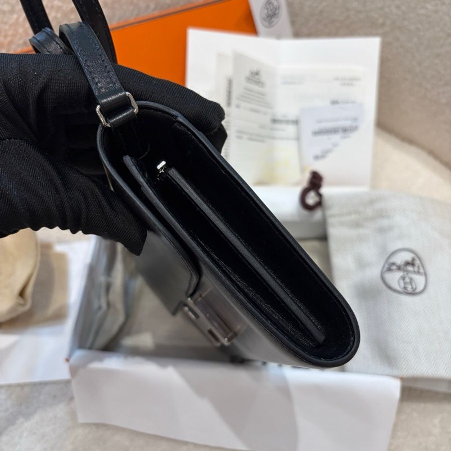 ✨Hermes愛馬仕 康康togo斜挎包 黑色 銀扣box皮U刻-2