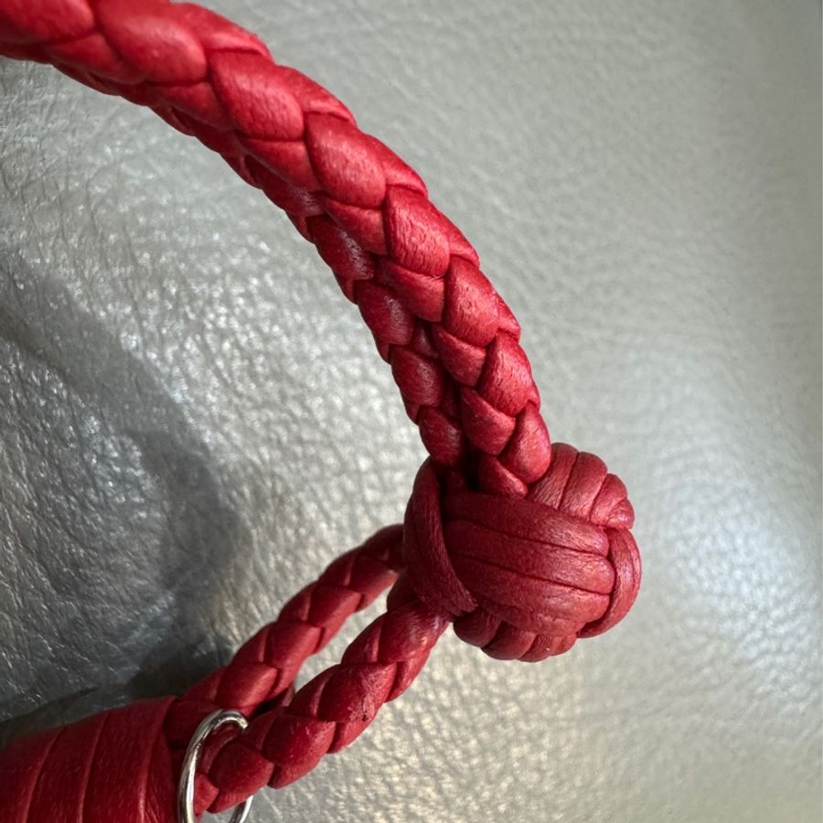 BOTTEGA VENETA 寶緹嘉 BV 雙圈 編織小羊皮手環/手鍊 吊牌 紅 S-17