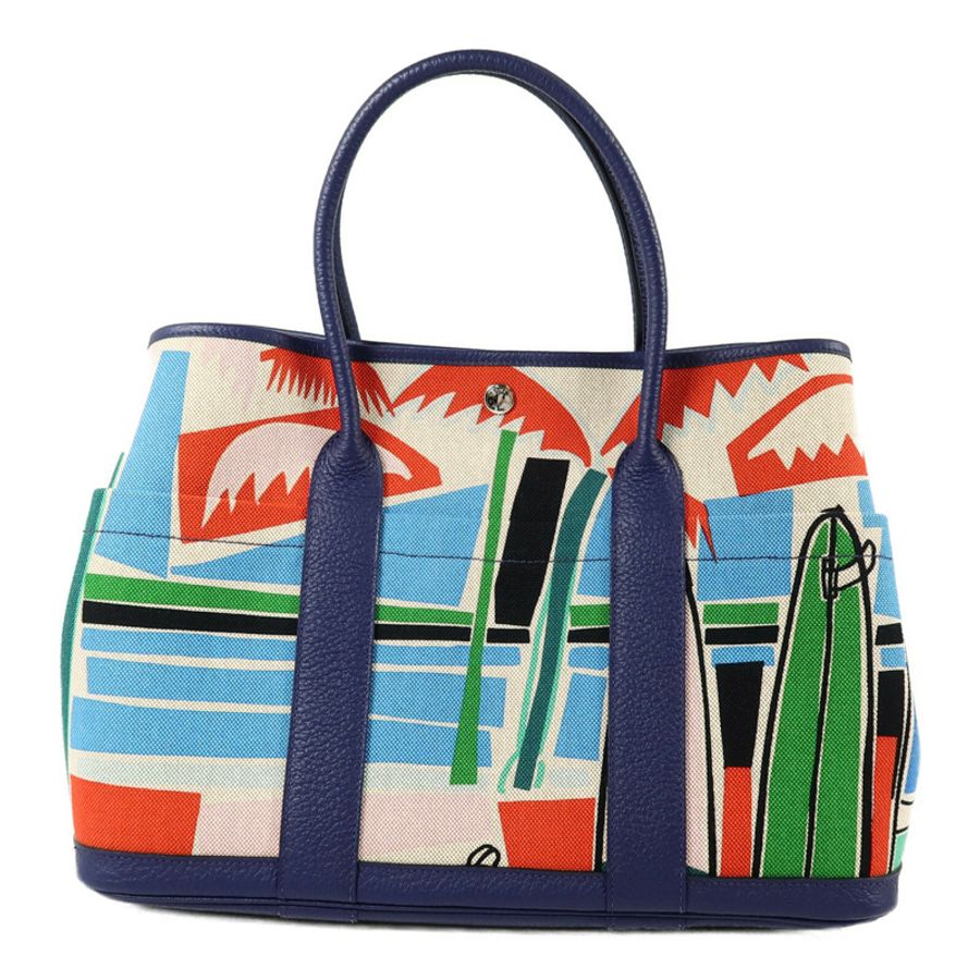 HERMES Canvas/Negonda皮革Garden Party PM Pocket手挽肩背兩用袋Multi Color-1