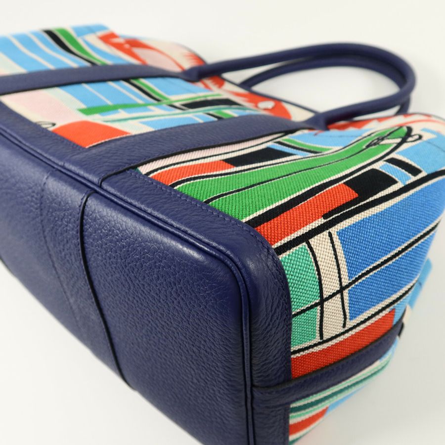 HERMES Canvas/Negonda皮革Garden Party PM Pocket手挽肩背兩用袋Multi Color-11